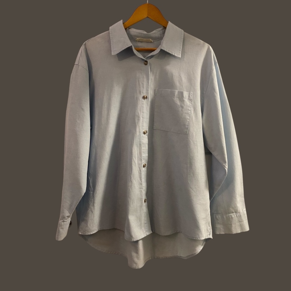 Linen Poly Oversized Boyfriend Shirt